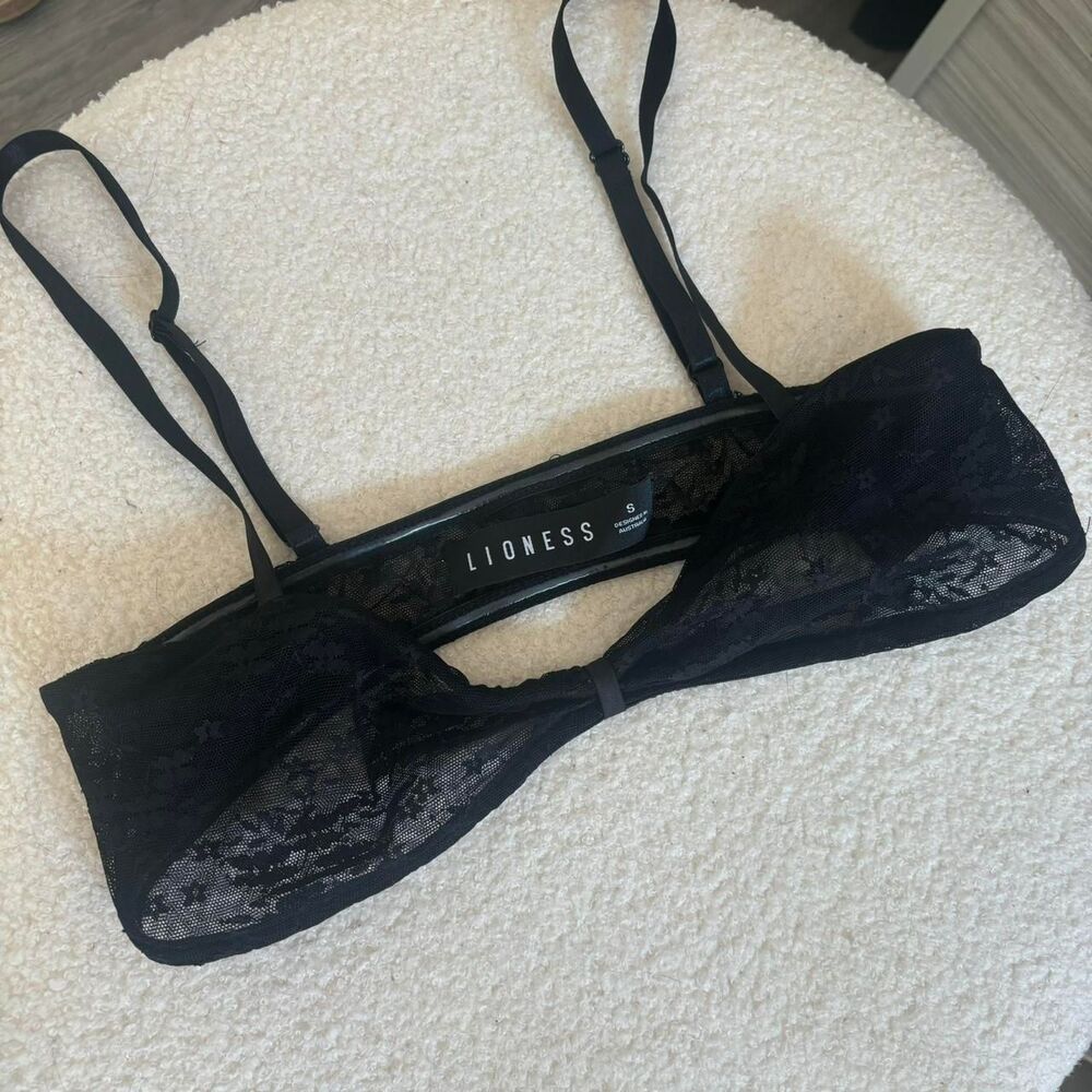 Lioness Black Lace Bow Bralette Top